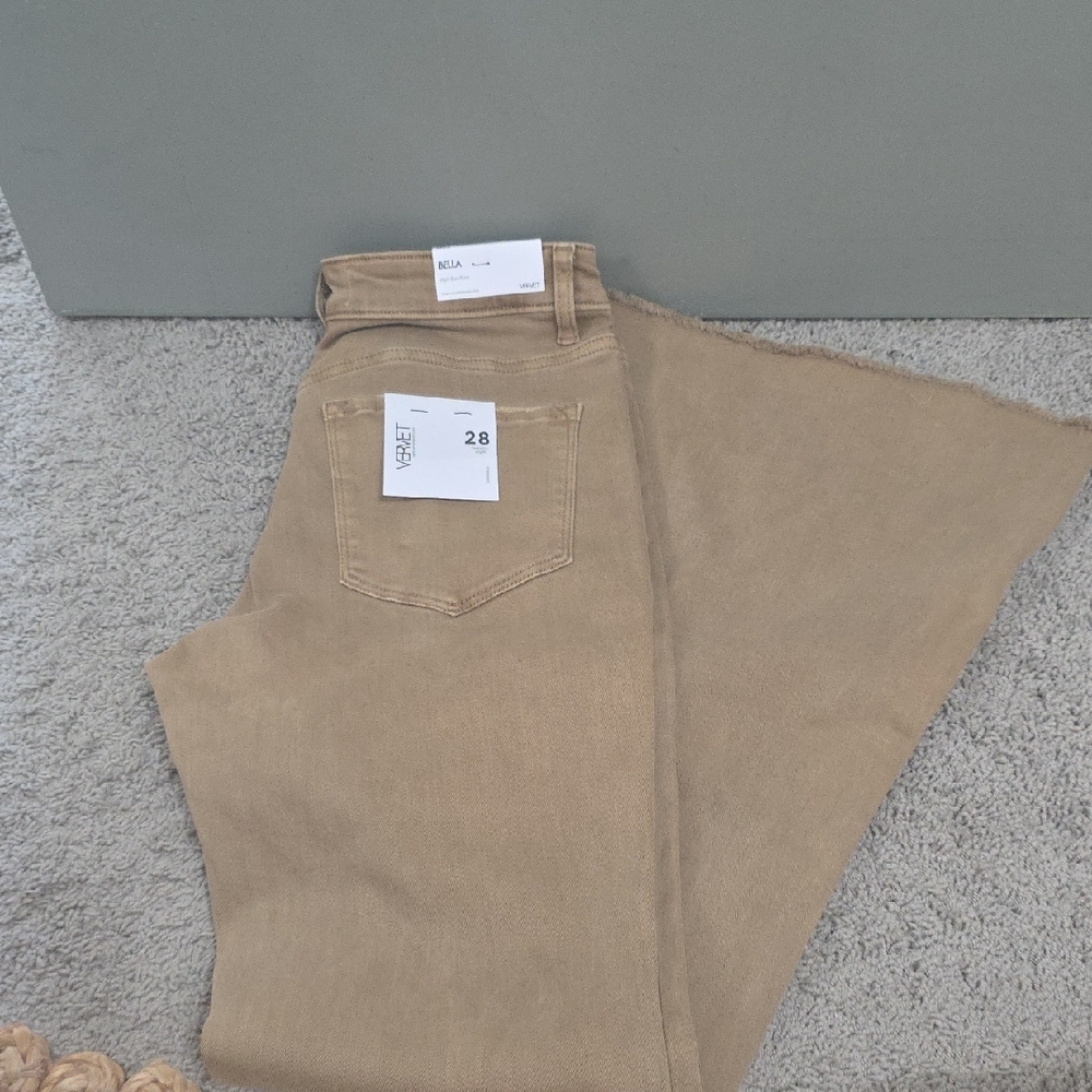 VERVET BY FLYING MONKEY Women's Flare Jeans in Tan